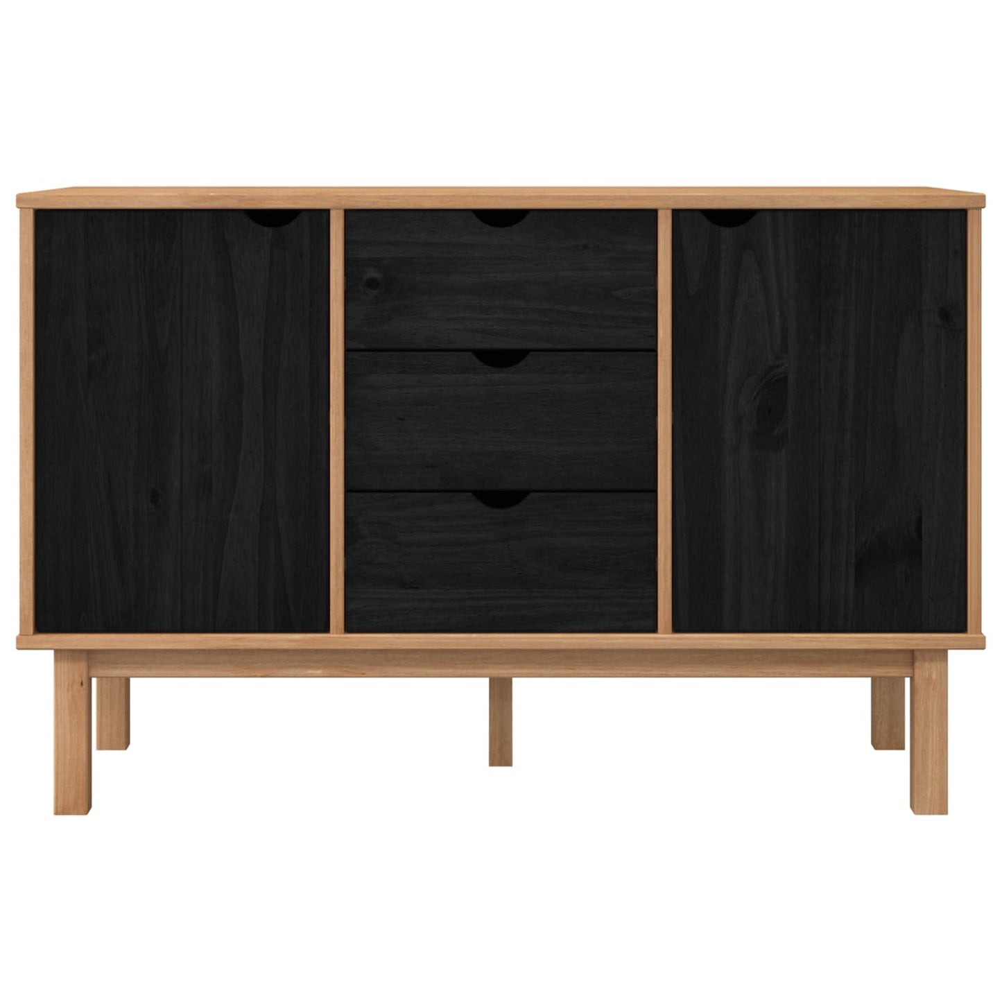 Sideboard OTTA Svart 113,5 x 43 x 73 cm Massiv furu