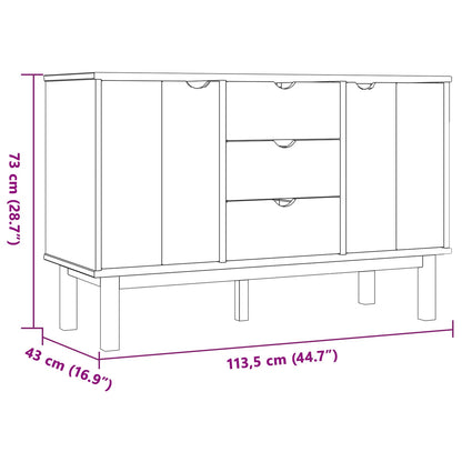 Sideboard OTTA Svart 113,5 x 43 x 73 cm Massiv furu