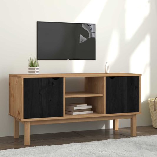 TV-bänk OTTA 113,5 x 43 x 57 cm Svart Massiv furu