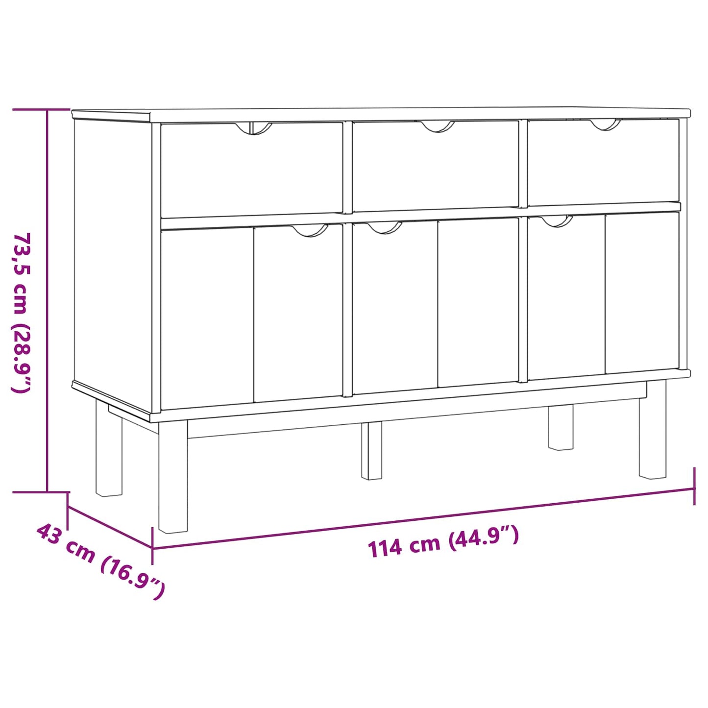 Sideboard OTTA Brun och svart 114 x 43 x 73,5 cm