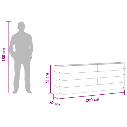 Upphöjd odlingslåda Svart 200 x 30 x 72 cm WPC och aluminium
