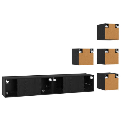 TV-bänkset 6 pcs 80 x 30 x 30 cm Svart ek Konstruerat trä