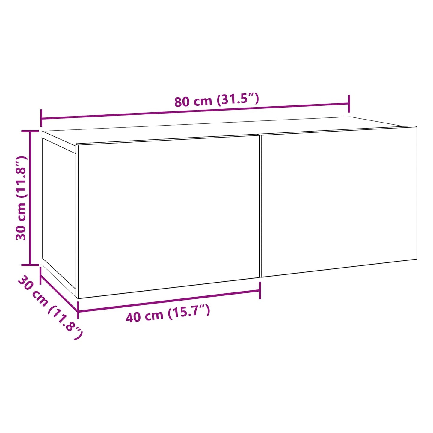 TV-bänkset 6 pcs 80 x 30 x 30 cm Svart ek Konstruerat trä