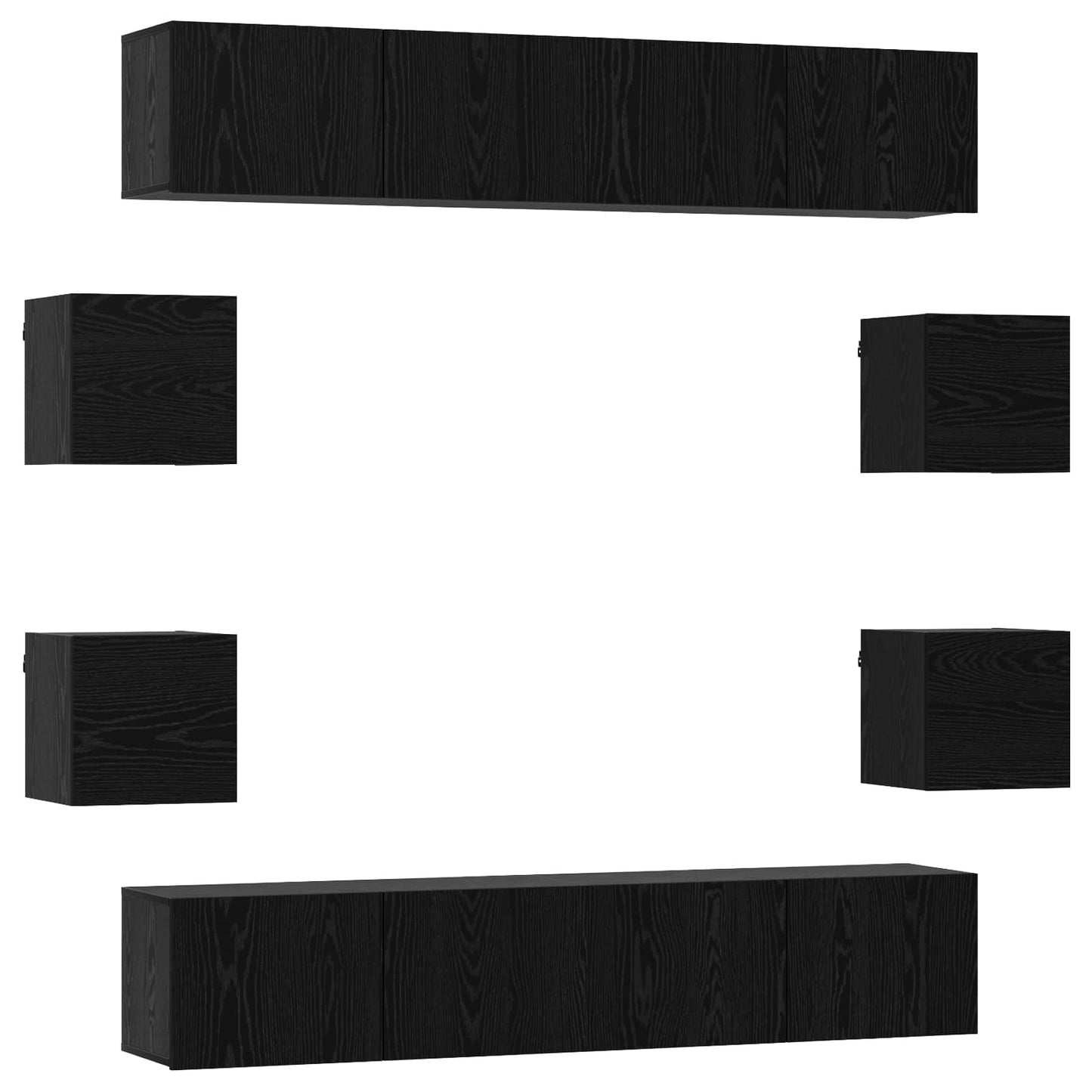 TV-bänkset 8 pcs 80 x 30 x 30 cm Svart ek Konstruerat trä
