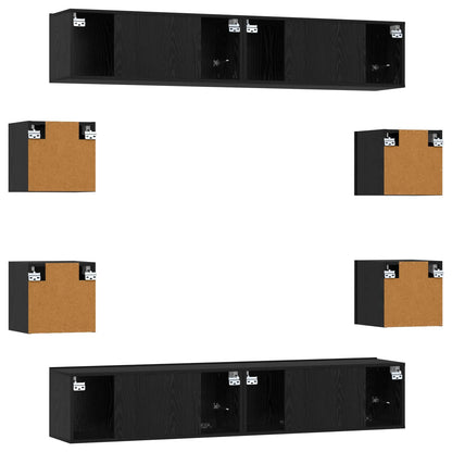 TV-bänkset 8 pcs 80 x 30 x 30 cm Svart ek Konstruerat trä