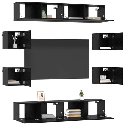 TV-bänkset 8 pcs 80 x 30 x 30 cm Svart ek Konstruerat trä