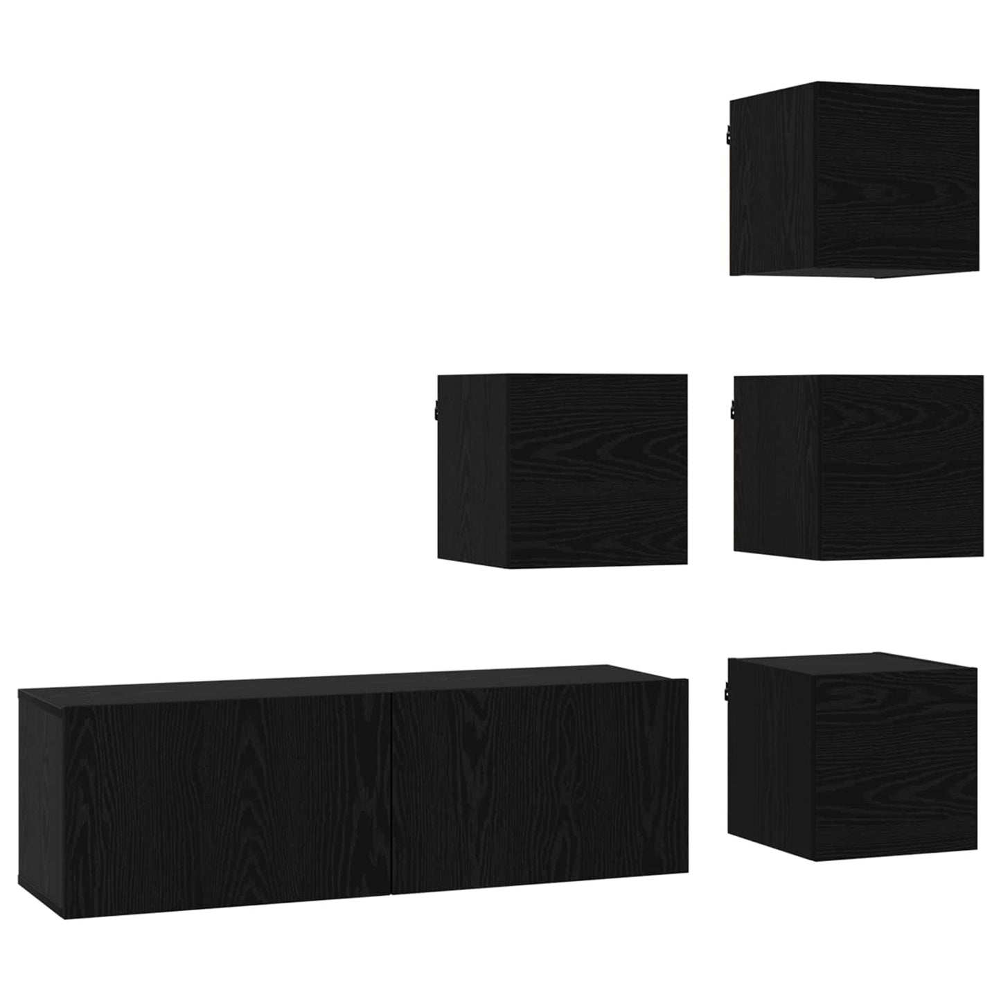 TV-bänkset 5 pcs 100 x 30 x 30 cm Svart ek Konstruerat trä