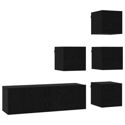 TV-bänkset 5 pcs 100 x 30 x 30 cm Svart ek Konstruerat trä