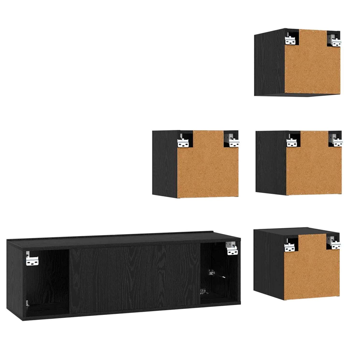TV-bänkset 5 pcs 100 x 30 x 30 cm Svart ek Konstruerat trä