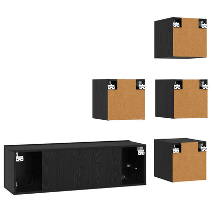 TV-bänkset 5 pcs 100 x 30 x 30 cm Svart ek Konstruerat trä