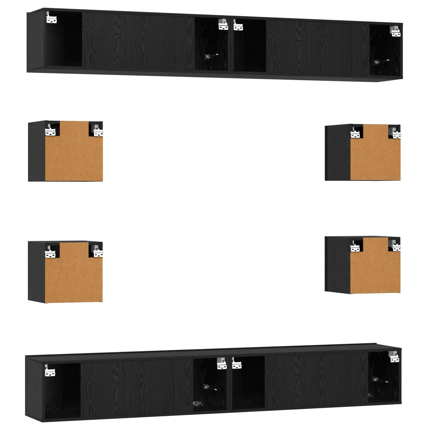 TV-bänkset 8 pcs 100 x 30 x 30 cm Svart ek Konstruerat trä
