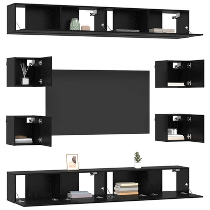 TV-bänkset 8 pcs 100 x 30 x 30 cm Svart ek Konstruerat trä