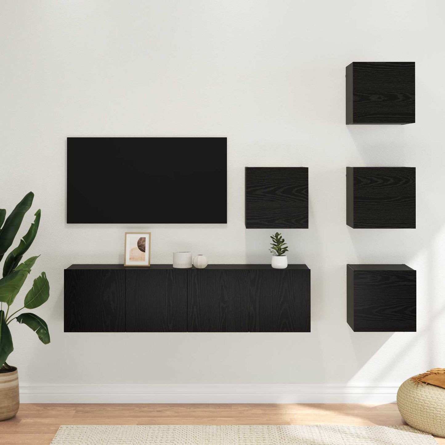 TV-bänkset 6 pcs 60 x 30 x 30 cm Svart ek Konstruerat trä