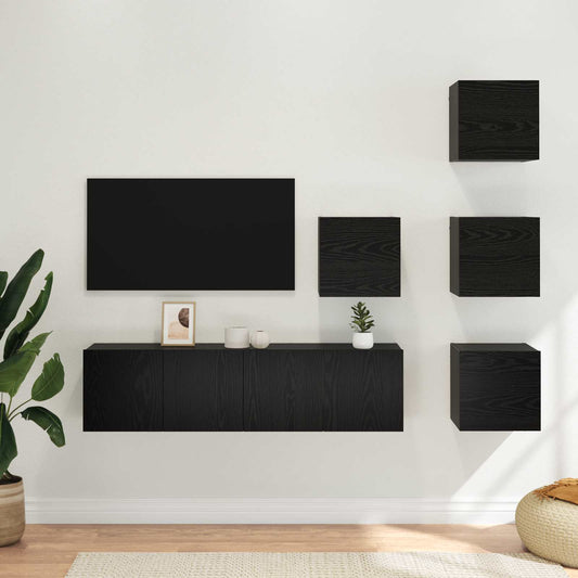 TV-bänkset 6 pcs 60 x 30 x 30 cm Svart ek Konstruerat trä
