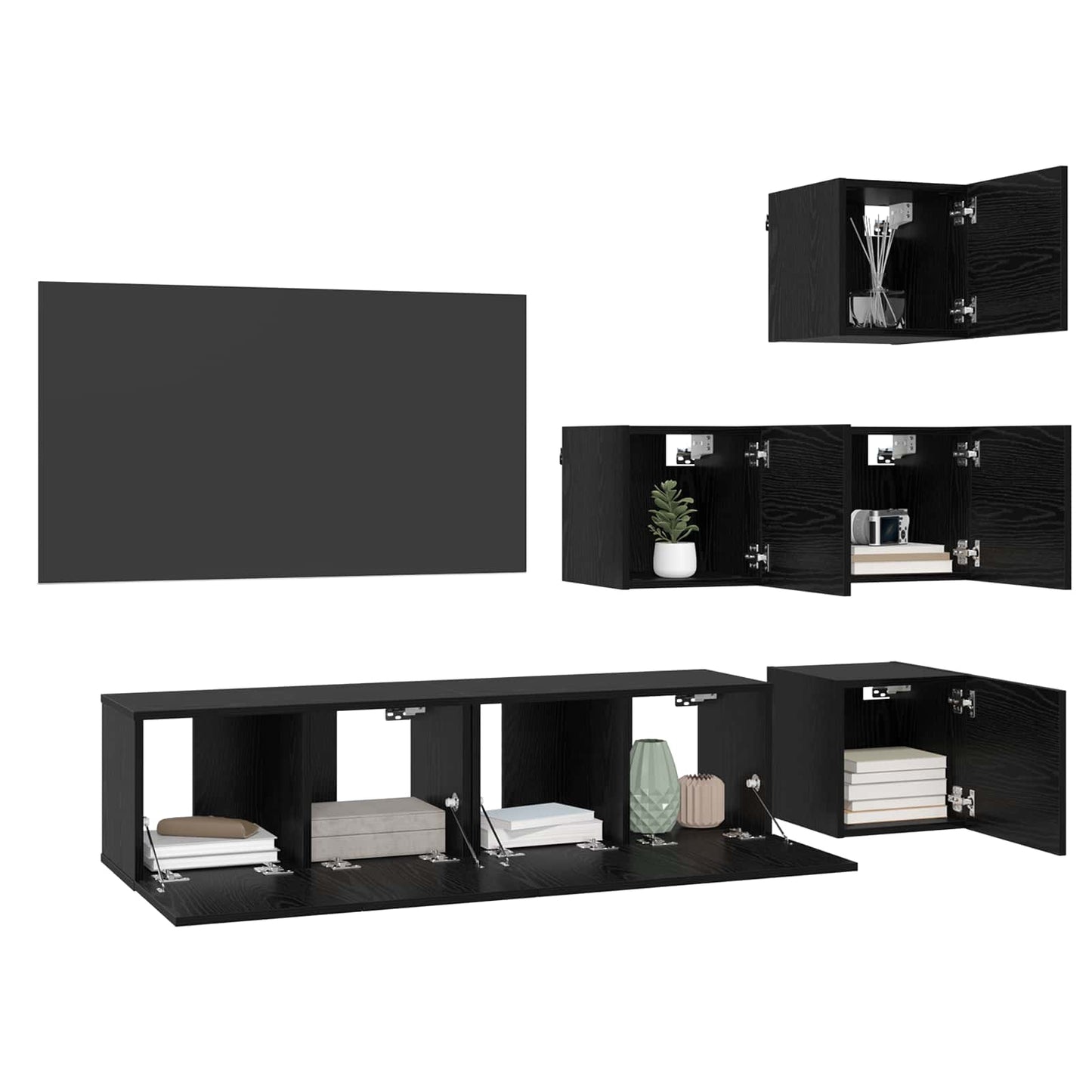 TV-bänkset 6 pcs 60 x 30 x 30 cm Svart ek Konstruerat trä
