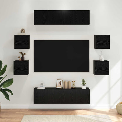 TV-bänkset 8 pcs 120 x 30 x 30 cm Svart ek Konstruerat trä