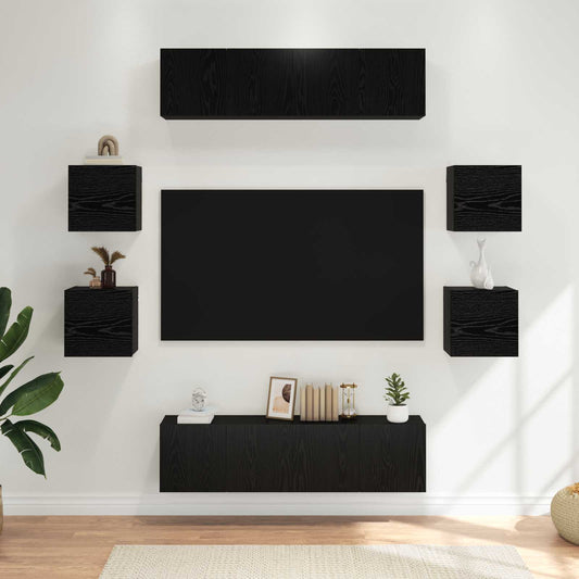 TV-bänkset 8 pcs 120 x 30 x 30 cm Svart ek Konstruerat trä