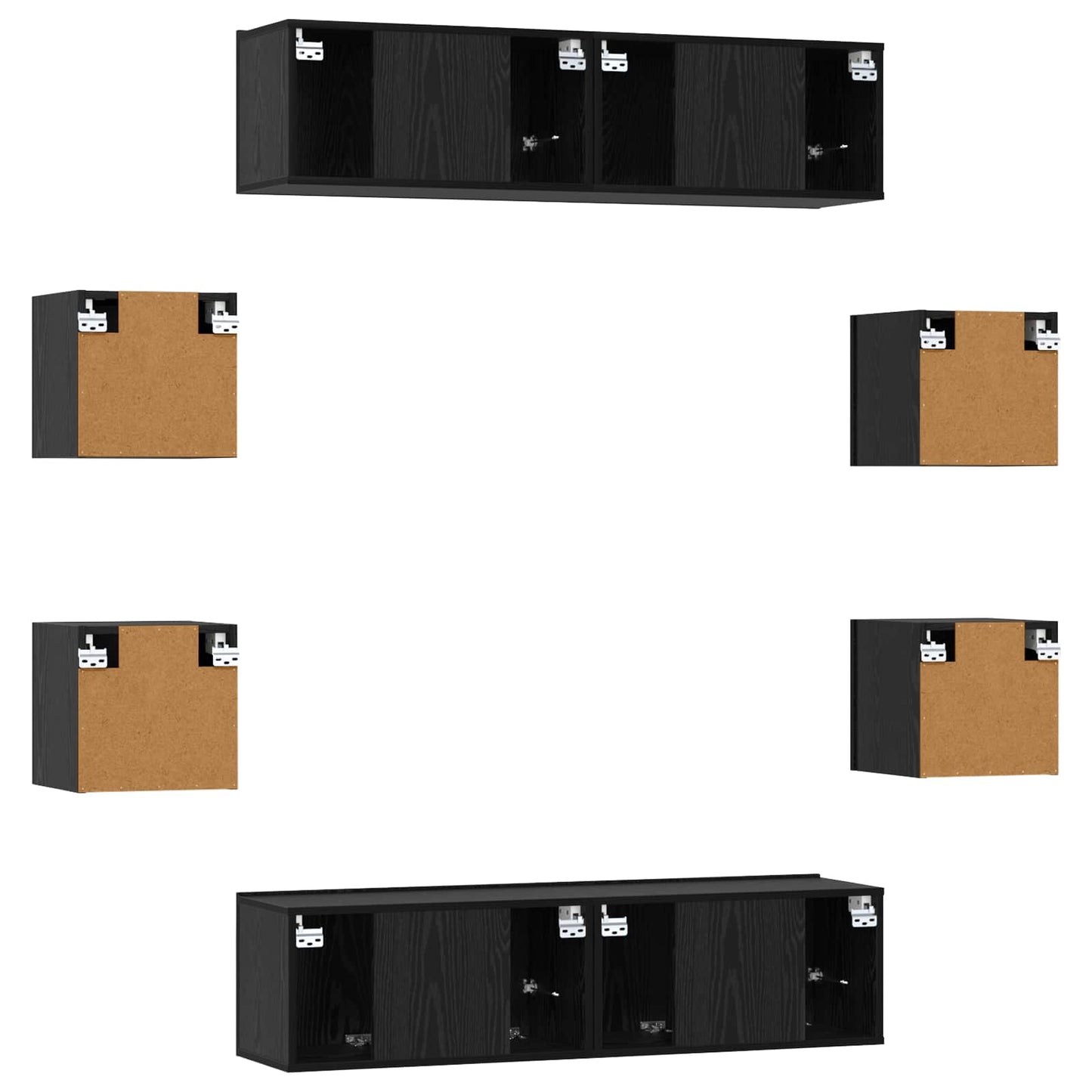 TV-bänkset 8 pcs 120 x 30 x 30 cm Svart ek Konstruerat trä