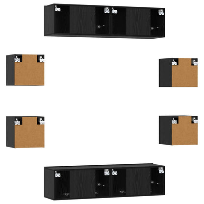 TV-bänkset 8 pcs 120 x 30 x 30 cm Svart ek Konstruerat trä