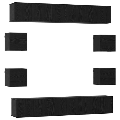 TV-bänkset 10 pcs 180 x 30 x 30 cm Svart ek Konstruerat trä