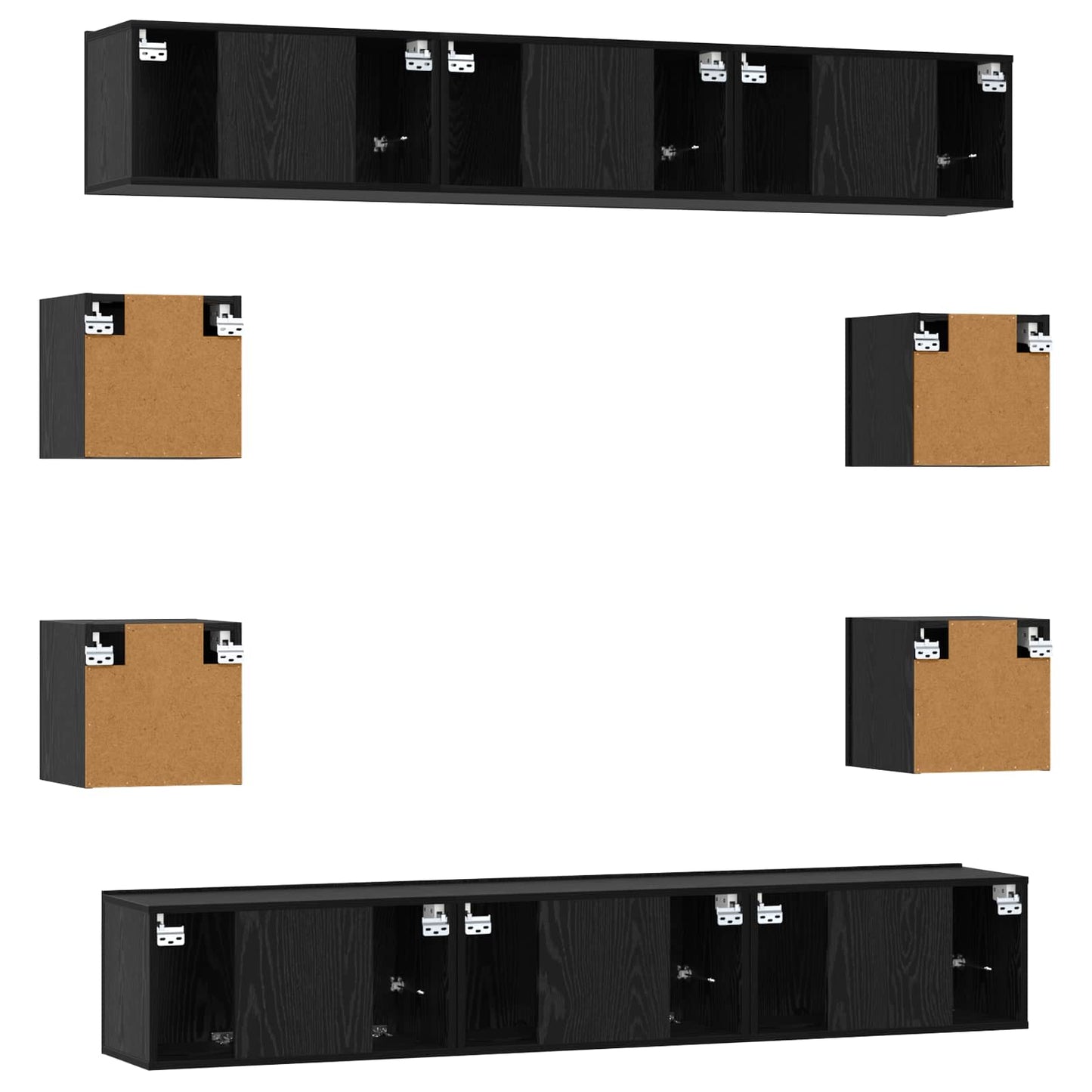 TV-bänkset 10 pcs 180 x 30 x 30 cm Svart ek Konstruerat trä