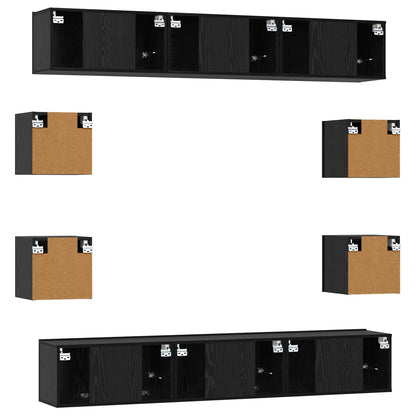 TV-bänkset 10 pcs 180 x 30 x 30 cm Svart ek Konstruerat trä