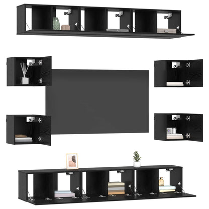 TV-bänkset 10 pcs 180 x 30 x 30 cm Svart ek Konstruerat trä