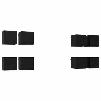 Väggmonterat TV-förråd 8 pcs Svart ek 30,5 x 30 x 30 cm
