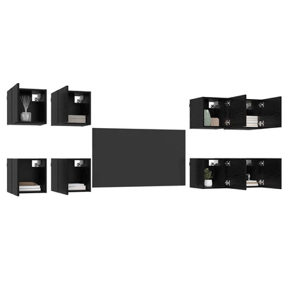 Väggmonterat TV-förråd 8 pcs Svart ek 30,5 x 30 x 30 cm