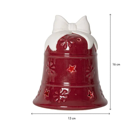 Belysning Jul Klocka i porslin LED 16 cm Röd