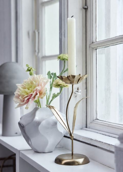 Ljusstake Blomma Järn 26 cm Guld