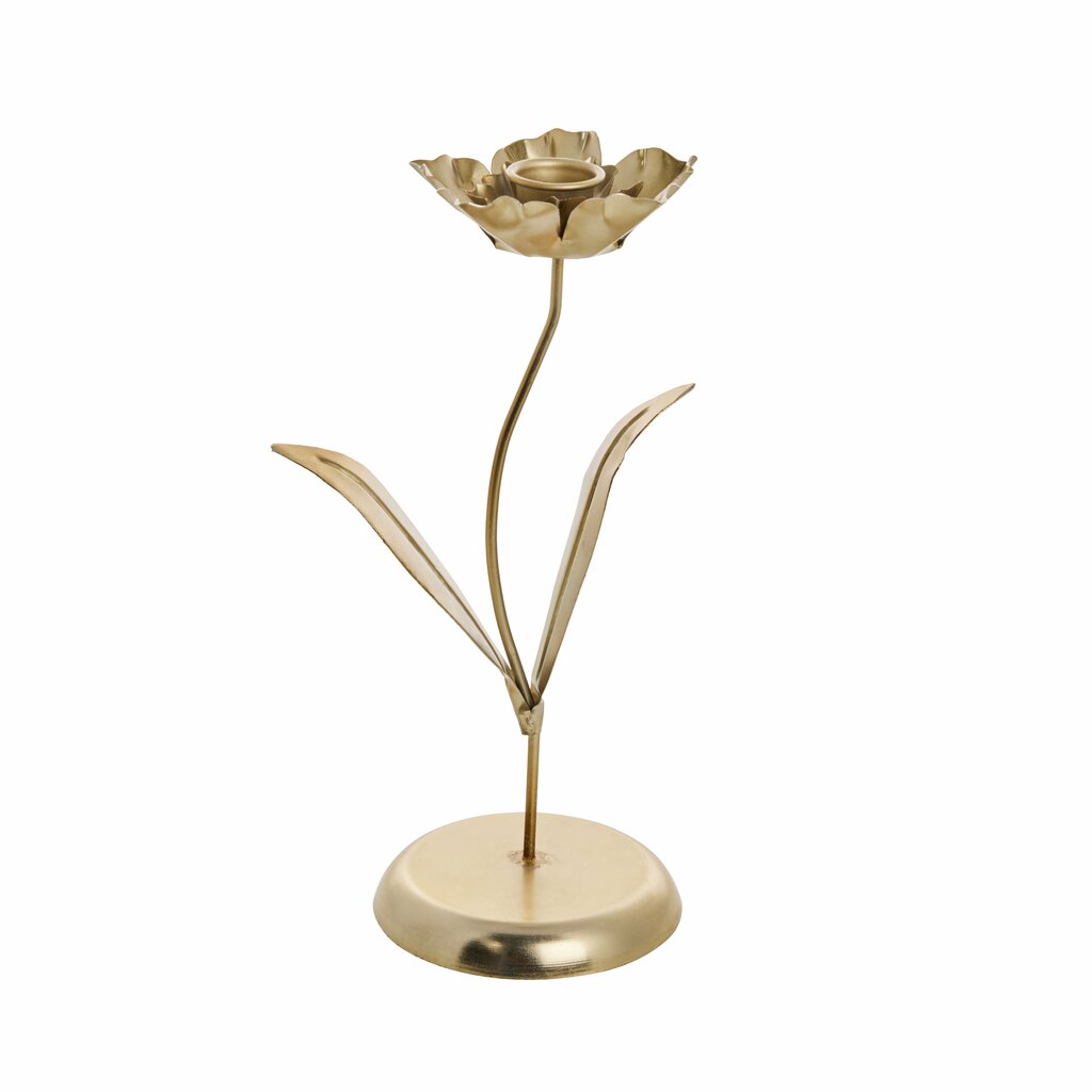 Ljusstake Blomma Järn 26 cm Guld