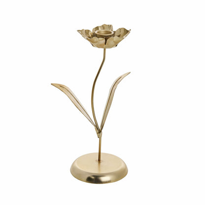 Ljusstake Blomma Järn 26 cm Guld