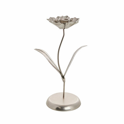 Ljusstake Blomma Järn 26 cm Silver