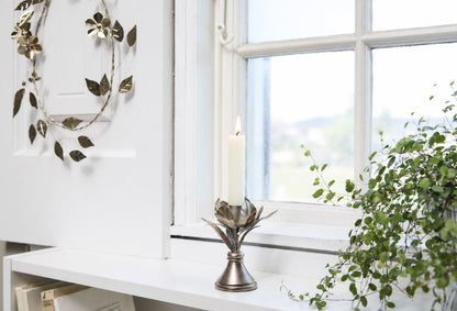 Ljusstake Blomma Järn 12 cm Silver