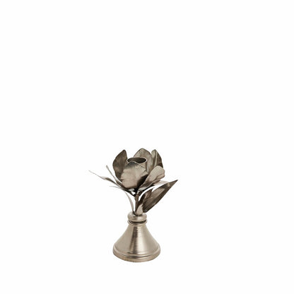 Ljusstake Blomma Järn 12 cm Silver