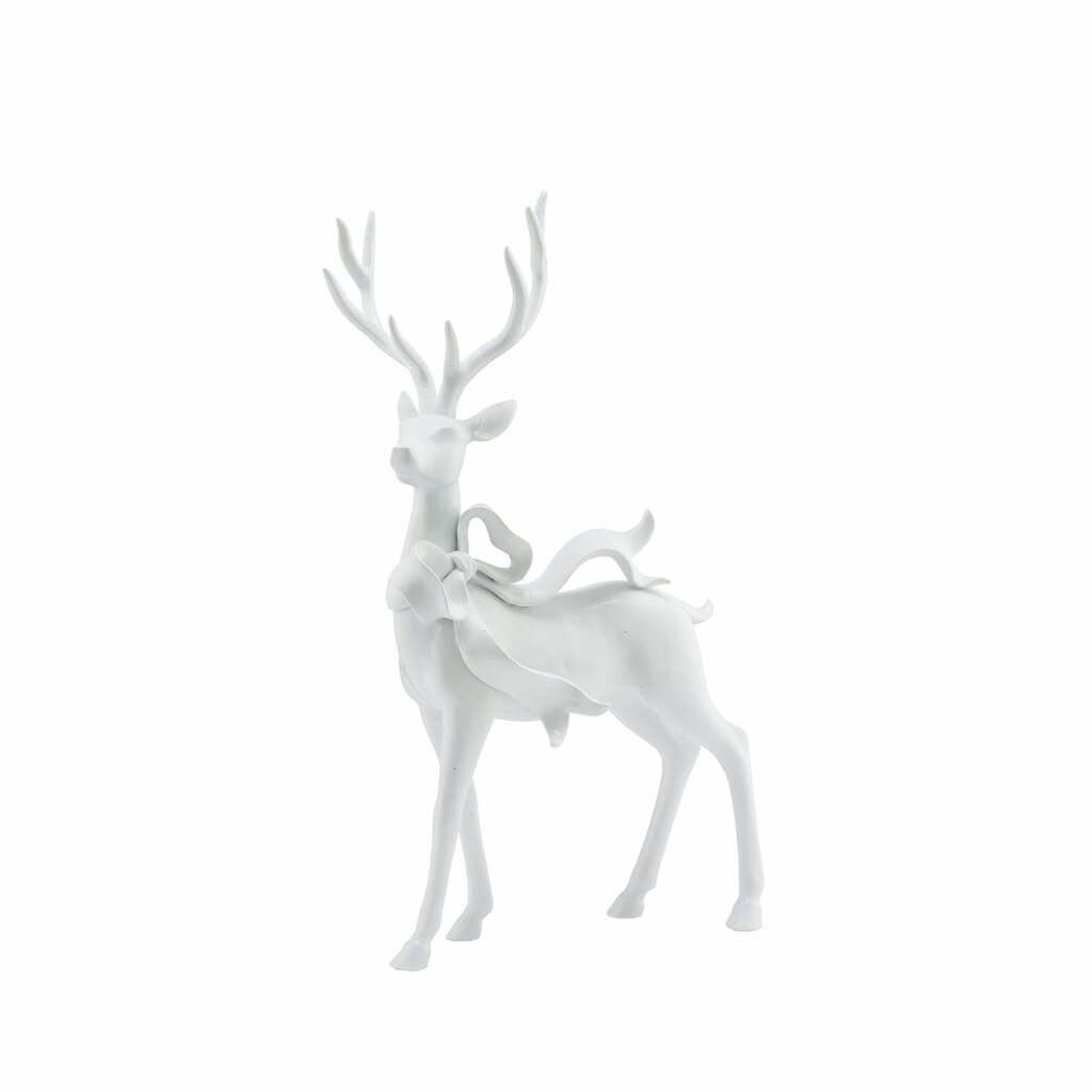 Juldekoration Inomhus Hjort med rosett Stående Vit 45 cm