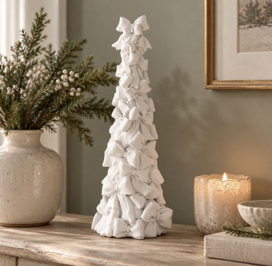 Juldekoration Inomhus Gran med rosetter Vit 38 cm