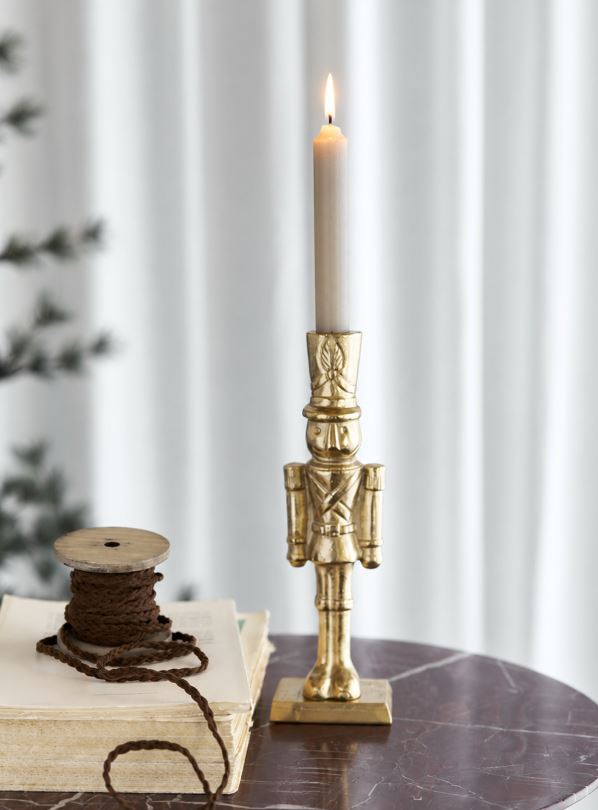 Julljusstake Nötknäppare 25 cm Guld