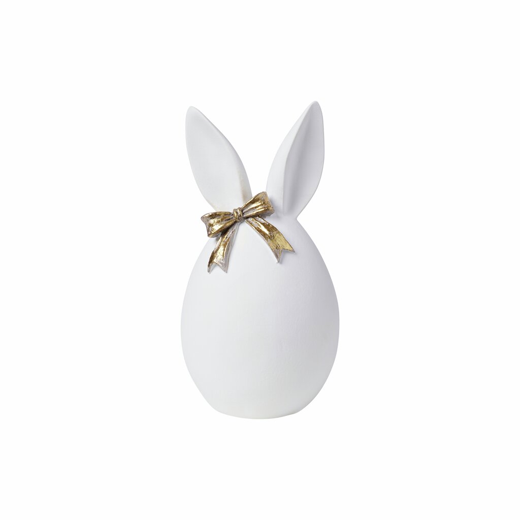 SP- Påskdekoration Ägg med öron och rosett 15,2 cm Vit/antikguld