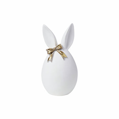 SP- Påskdekoration Ägg med öron och rosett 15,2 cm Vit/antikguld