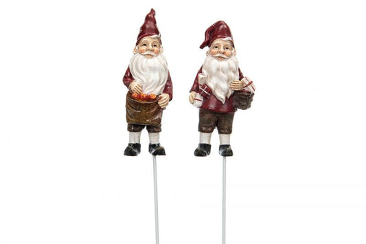 Juldekoration Inomhus Tomte Stick Äpple Mix Poly 7cm 2-pack