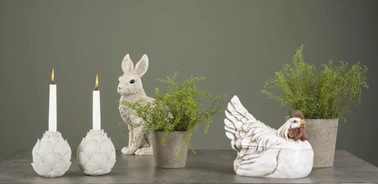 Påskdekoration Kanin 35 cm - grå/vit