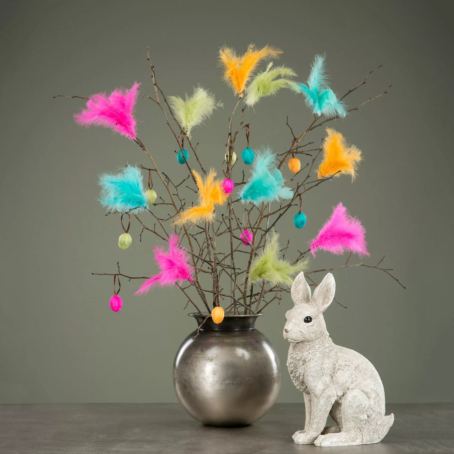 Påskdekoration Kanin 35 cm - grå/vit