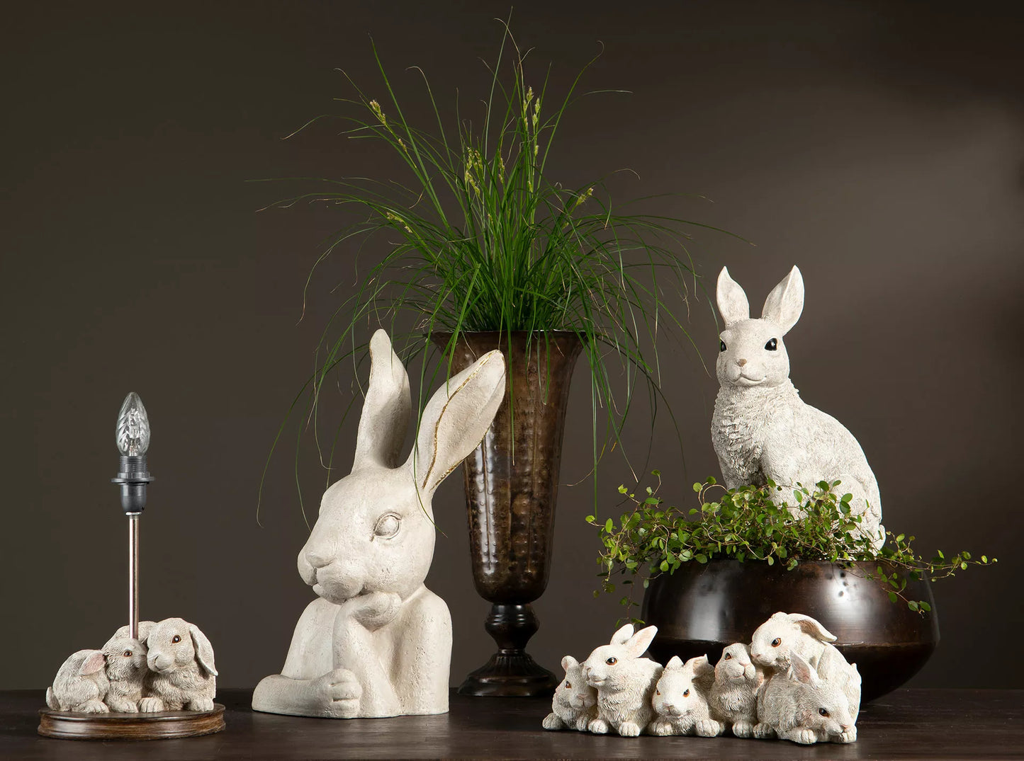 Påskdekoration Kanin 35 cm - grå/vit