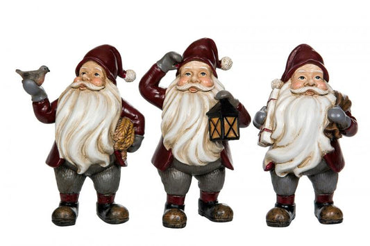 Juldekoration Inomhus Tomte Röd 15cm Mix 3-pack