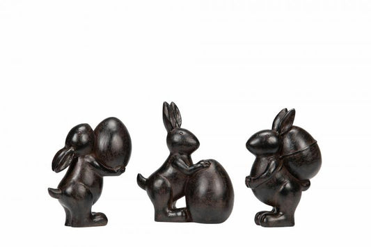 Påskdekoration Kanintrio Brun Mix Poly 3-pack