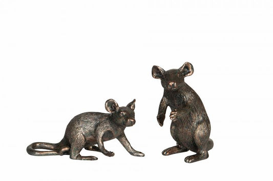 Juldekoration Inomhus Möss Guldbrun Mix Poly 12x4,5x6,8cm 2-pack