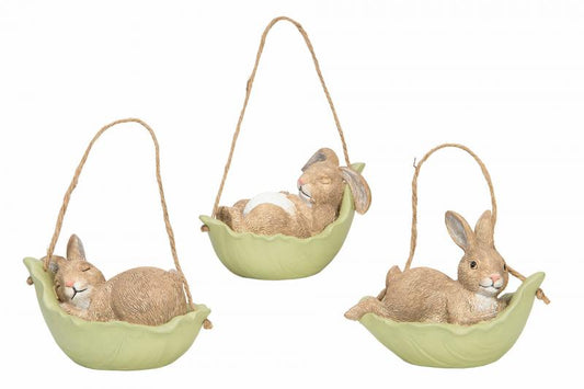 Påskdekoration Kaniner Kålblad Häng Mix Poly 3-pack