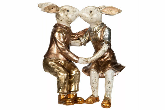 Påskdekoration Kaninpar Puss Polyresin 30x13x35cm